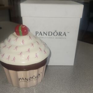 Pandora Cupcake Jewelry Box with Pink Ribbon Design